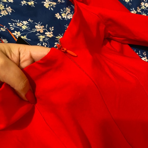 Red & Black Puffy Long Sleeve Dress - Picture 6 of 11